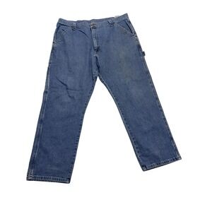 Wrangler Carpenter Jeans Mens 40x30‎ Blue Relaxed Fit Straight Leg Stretch Denim